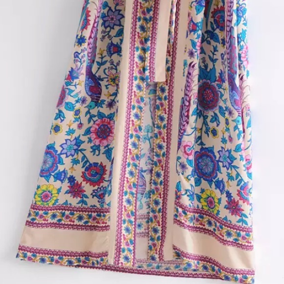 SOLD OUT Colorful Floral Peacock Bohemian Kimono Duster - Picture 5 of 13